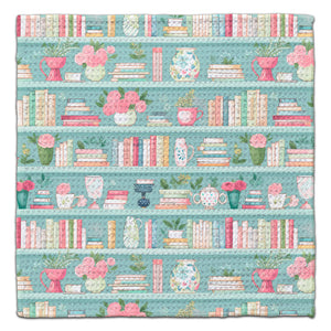 Aqua Bookshelves Eco-Friendly Washcloth