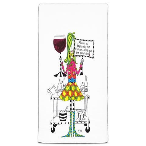 "Alcohol is Definitely the Answer" Dolly Mama's by Joey Flour Sack Towel