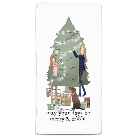 "May Your Days be Merry & Bright" Flour Sack Towel by Heather Stillufsen
