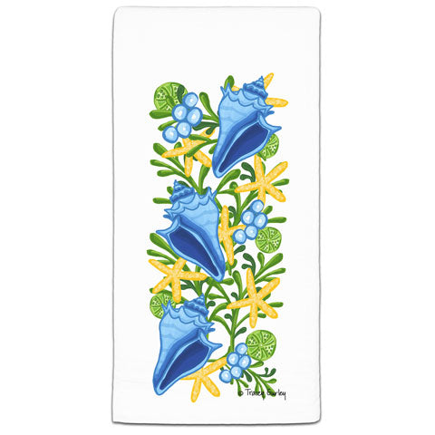 "Blue Conch Shell" Flour Sack Towel by Tracey Gurley