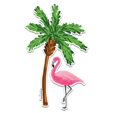 money tree flamingo and sandhill "Palm Tree & Flamingo" Vinyl Decal by Tracey Gurley