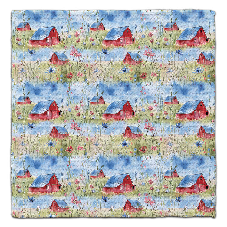 Red Barns in Meadow Eco-Friendly Washcloth