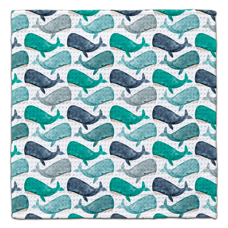 Teal Whales Eco-Friendly Washcloth
