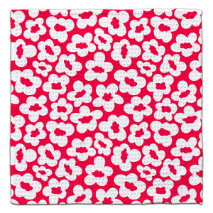 White Flowers on Red Eco-Friendly Washcloth