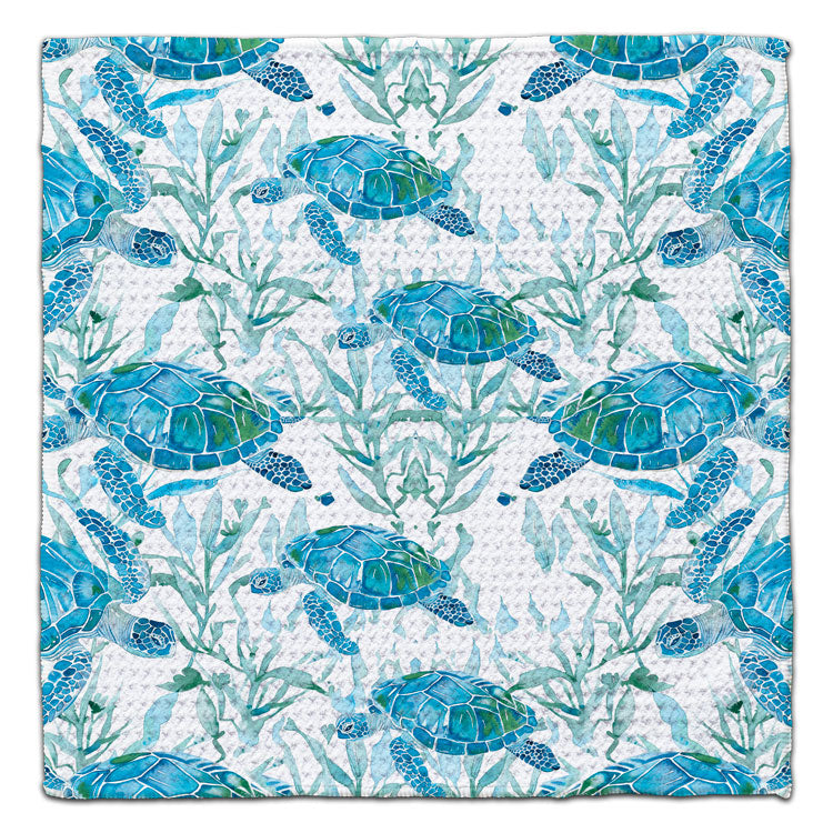 Turtle Blue/Green w/Seaweed Eco-Friendly Washcloth