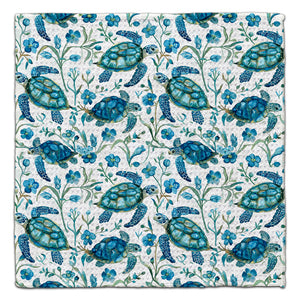 Turtle Blue w/Flowers Eco-Friendly Washcloth - CJ Bella Co.