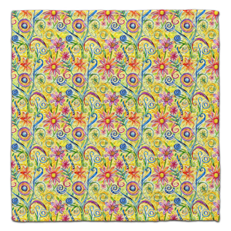 Flowers Swirl Yellow Eco-Friendly Washcloth - CJ Bella Co.