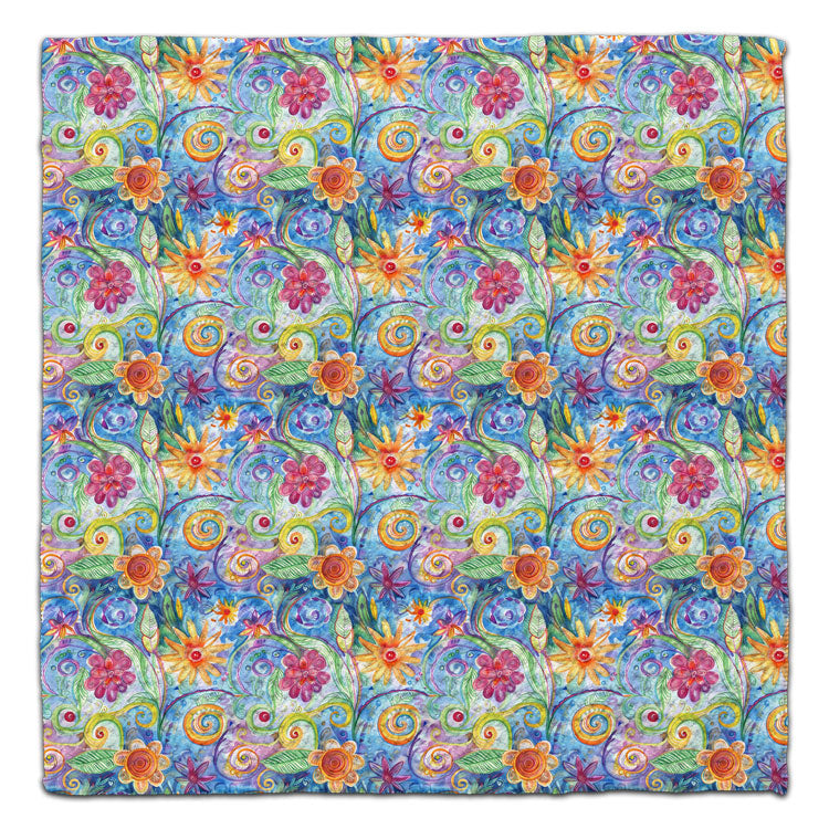 Flowers Swirl Blue Eco-Friendly Washcloth