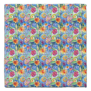 Flowers Swirl Blue Eco-Friendly Washcloth