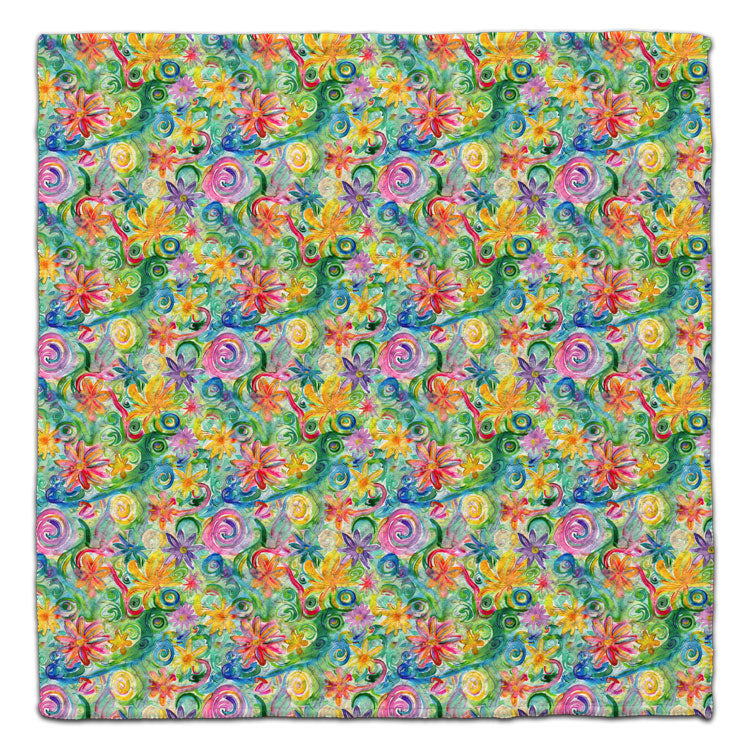 Flowers Swirl Green Eco-Friendly Washcloth
