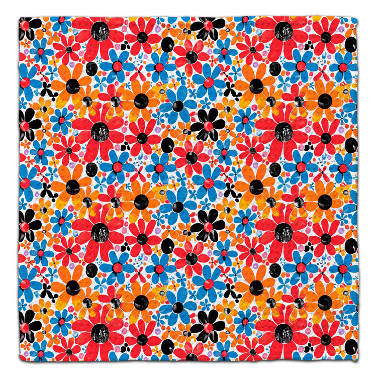 Flowers Black, Red, & Blue Eco-Friendly Washcloth