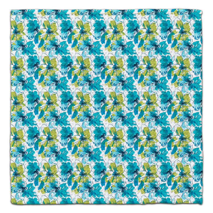 Blue/Green Fine Line Hibiscus Eco-Friendly Washcloth