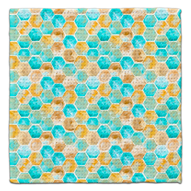 Honeycomb Blue/Yellow Eco-Friendly Washcloth - CJ Bella Co.