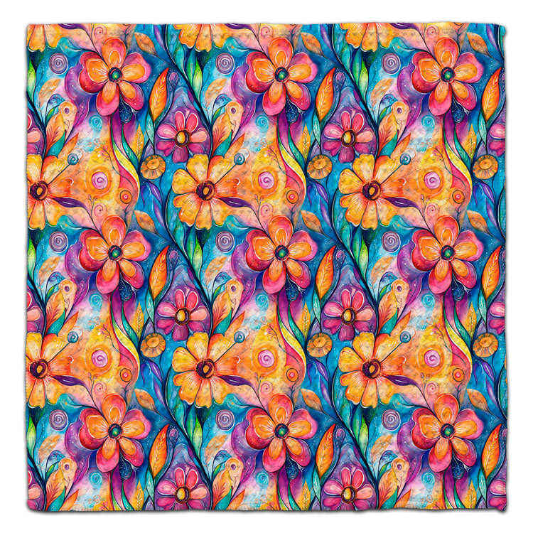 Flowers Flowy Orange/Purple Eco-Friendly Washcloth