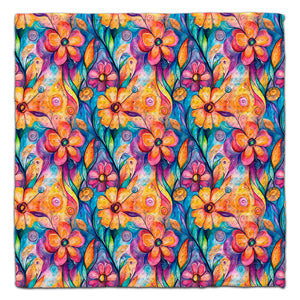 Flowers Flowy Orange/Purple Eco-Friendly Washcloth