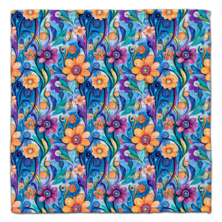 Flowers Flowy Orange/Pink Eco-Friendly Washcloth