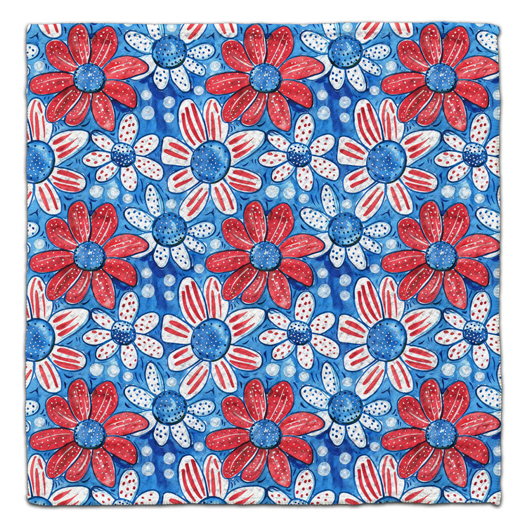 Red, White, Blue Flowers Eco-Friendly Washcloth - CJ Bella Co.