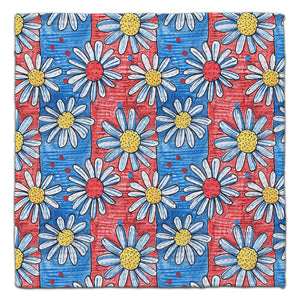 Daisies with Red & Blue Stripes Eco-Friendly Washcloth