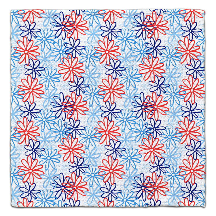 Red, White, Blue Flower Outlines Eco-Friendly Washcloth