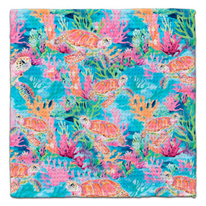 Turtles with Colorful Coral Eco-Friendly Washcloth - CJ Bella Co.