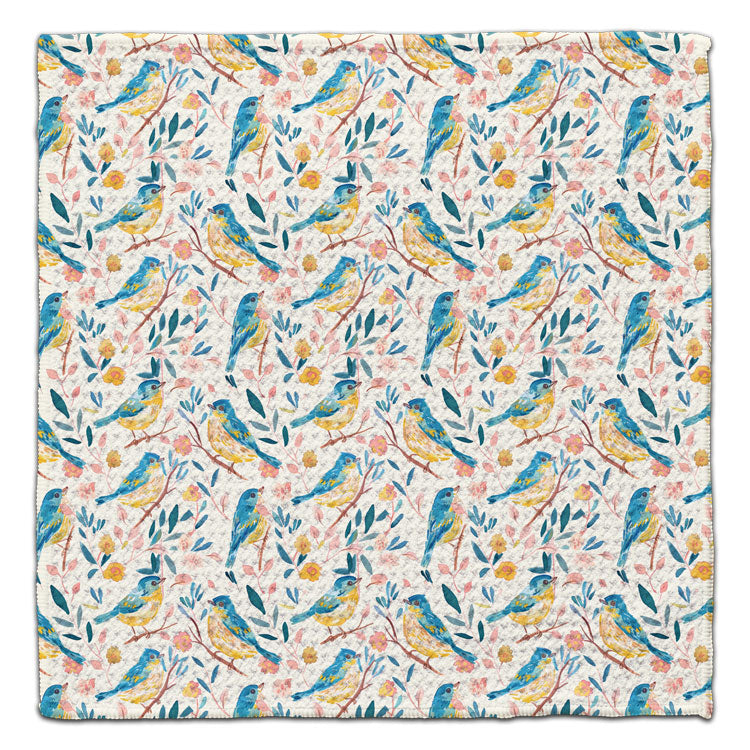 Blue Sparrows on Branches Eco-Friendly Washcloth