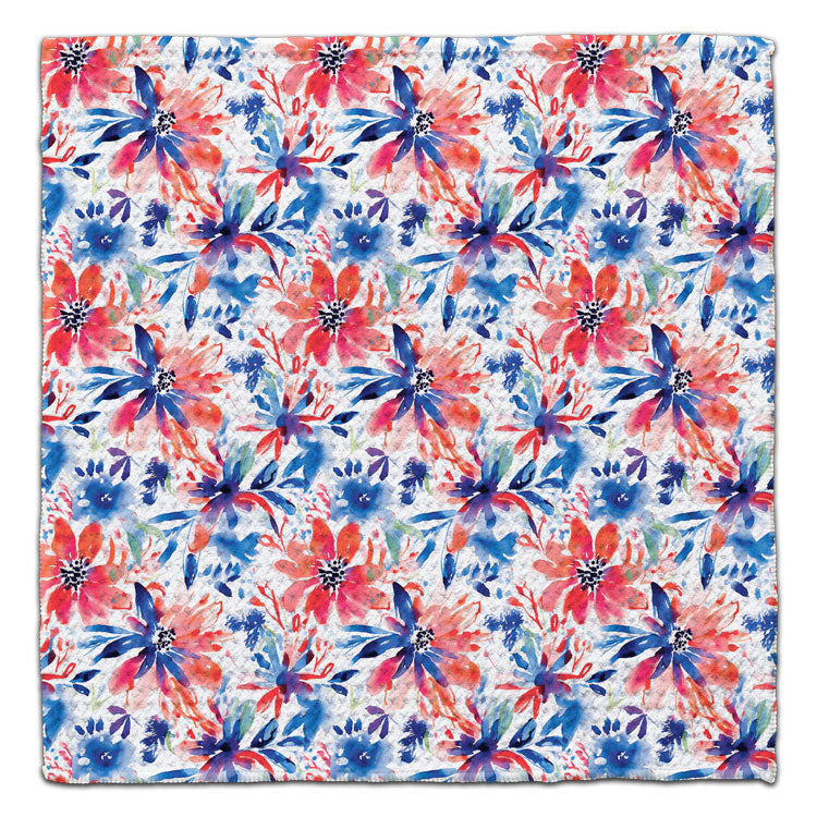 Red, White, Blue Pastel Flowers Eco-Friendly Washcloth - CJ Bella Co.