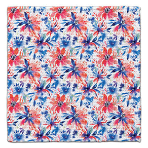 Red, White, Blue Pastel Flowers Eco-Friendly Washcloth - CJ Bella Co.