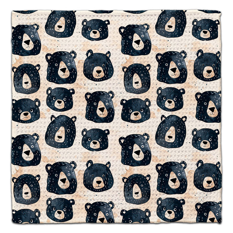 Black Bear Faces Eco-Friendly Washcloth - CJ Bella Co.