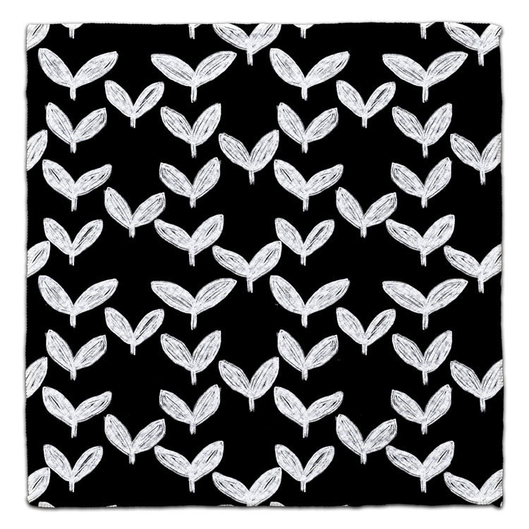 White Leaves on Black Eco-Friendly Washcloth