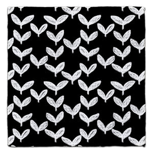 White Leaves on Black Eco-Friendly Washcloth