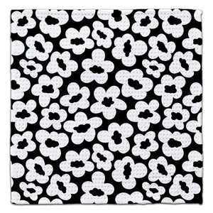 White Flowers on Black Eco-Friendly Washcloth
