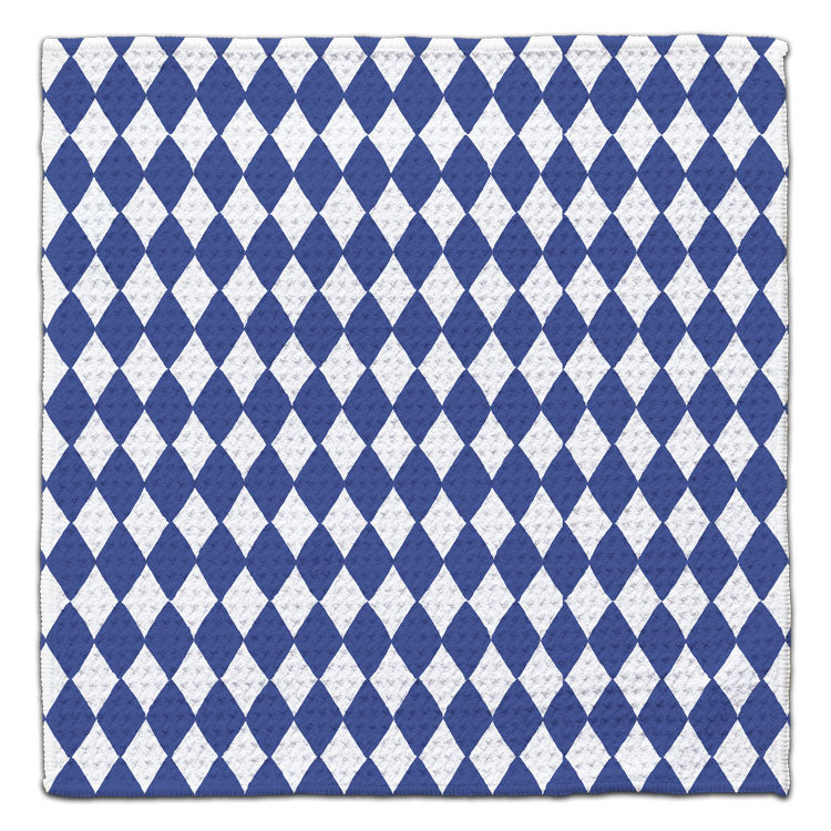 Blue Geo Diamond Checkerboard Eco-Friendly Washcloth