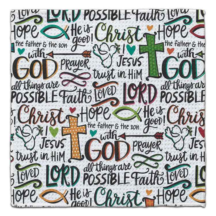 Christian Words and Crosses Eco-Friendly Washcloth