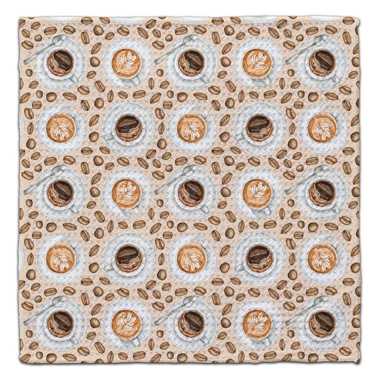 Coffee Cups and Beans Eco-Friendly Washcloth