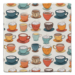 Coffee Cups on Saucers Eco-Friendly Washcloth - CJ Bella Co.