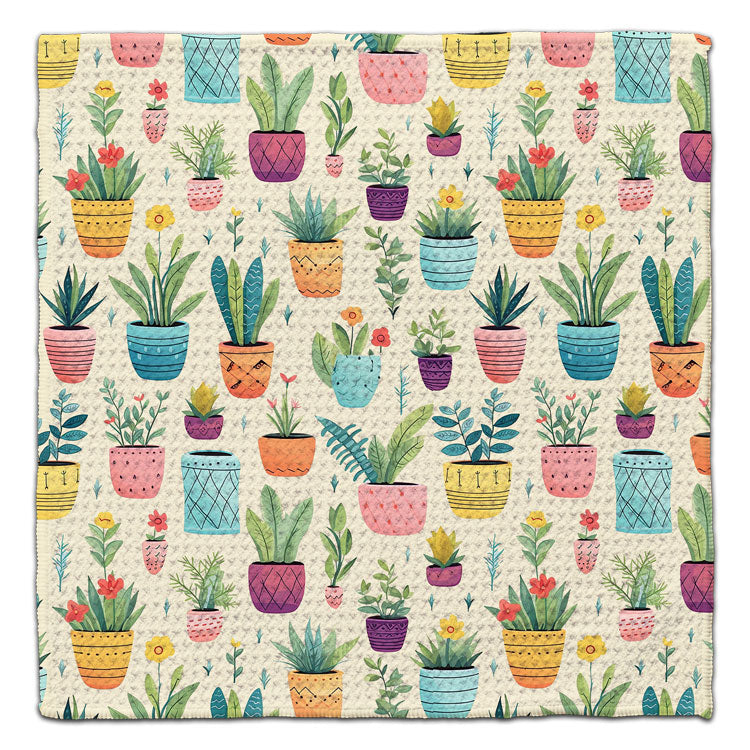 Colorful Potted Plants Eco-Friendly Washcloth - CJ Bella Co.