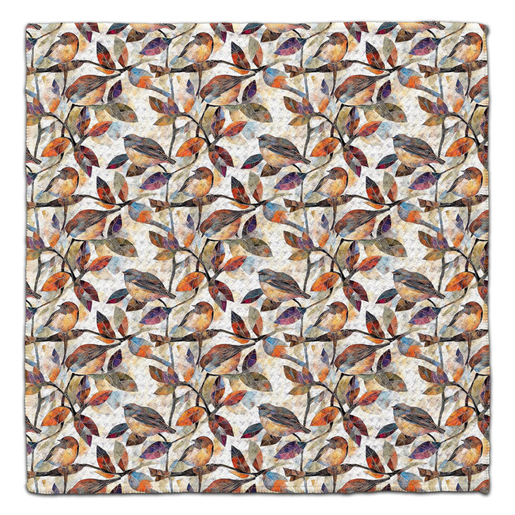 Birds on Mosaic Fall Leaves Eco-Friendly Washcloth