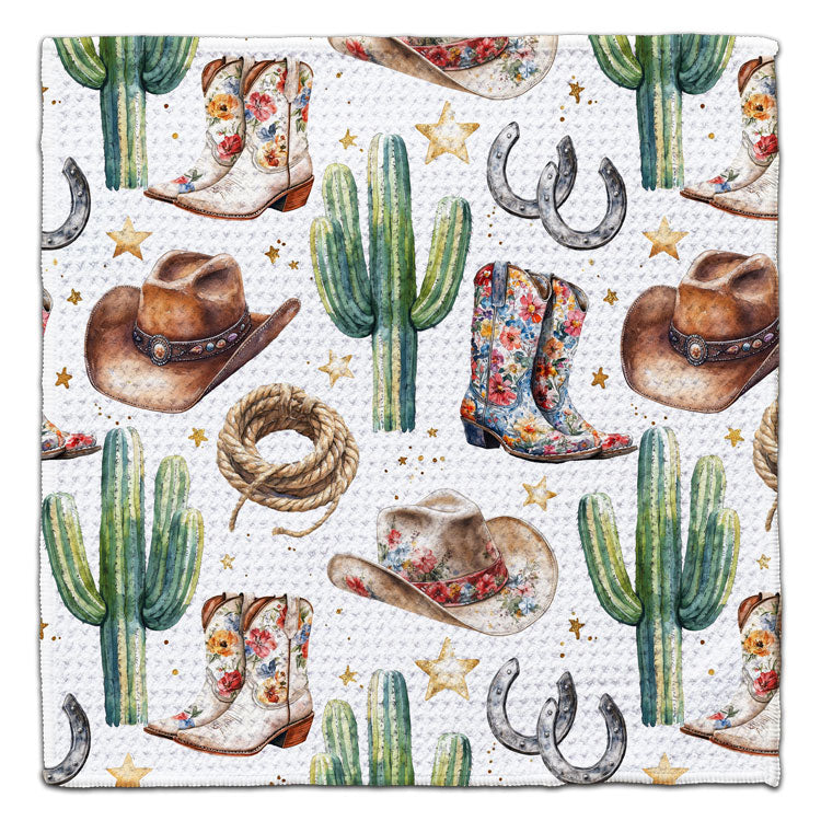 Cowgirl Boot, Horseshoe & Star Eco-Friendly Washcloth