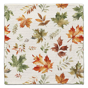 Brown & Green Maple Leaves Eco-Friendly Washcloth