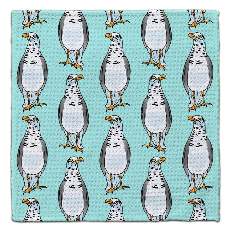 Seagulls on Teal Background Eco-Friendly Washcloth