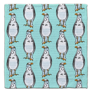 Seagulls on Teal Background Eco-Friendly Washcloth