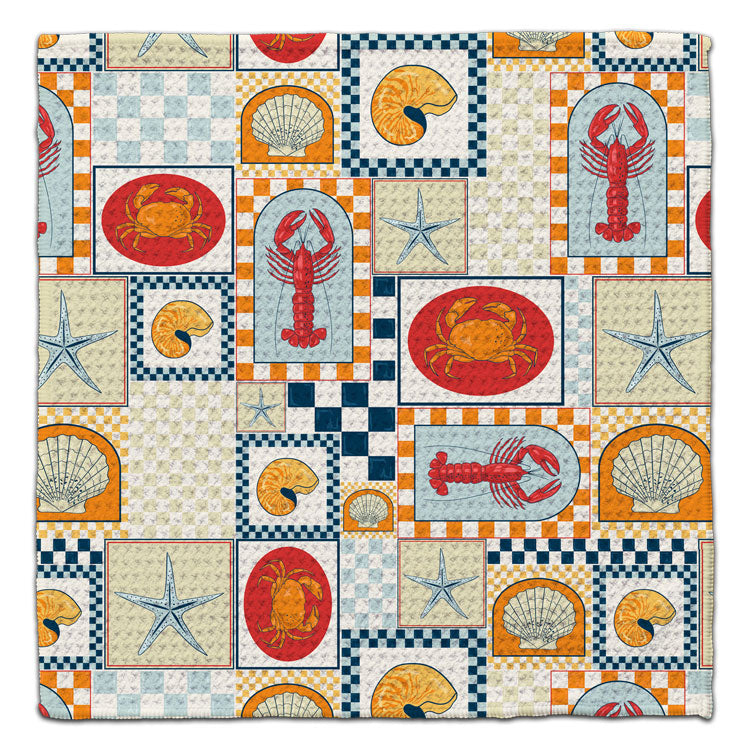 Lobster & Crab Quilt Eco-Friendly Washcloth