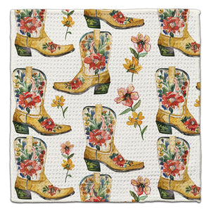 Cowgirl Boots and Flowers Eco-Friendly Washcloth