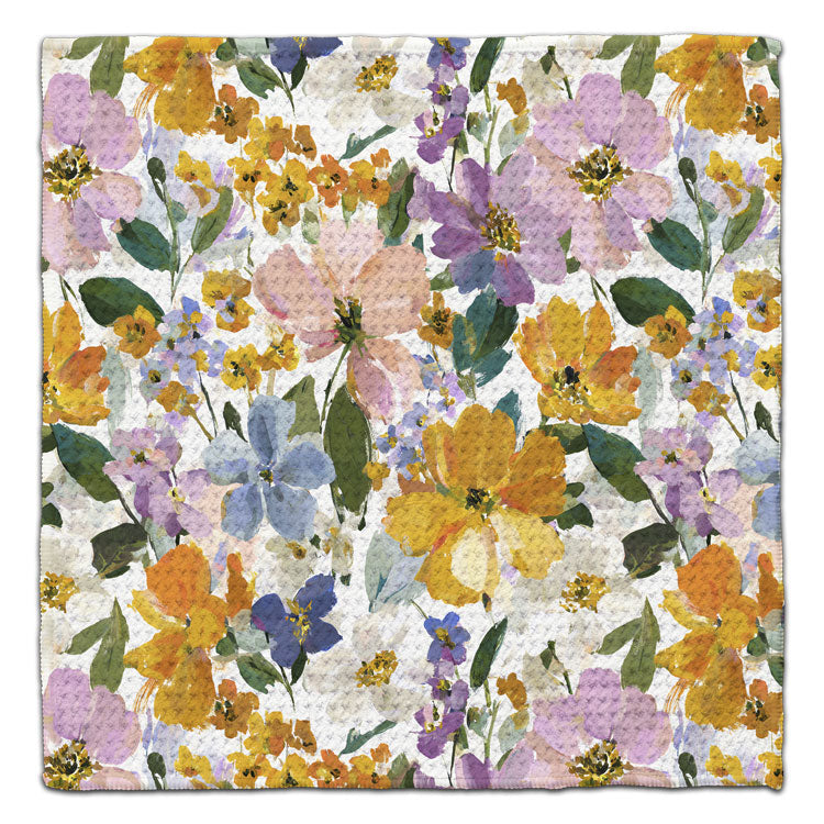 Muted Purple & Orange Fall Flowers Eco-Friendly Washcloth