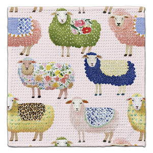 Folk Art Sheep Eco-Friendly Washcloth