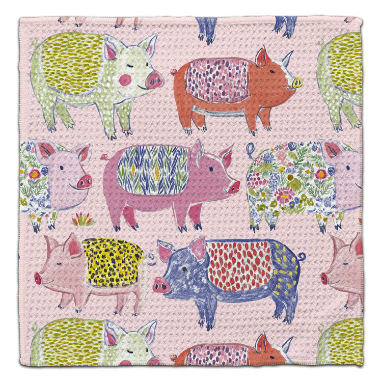Folk Art Pigs Eco-Friendly Washcloth