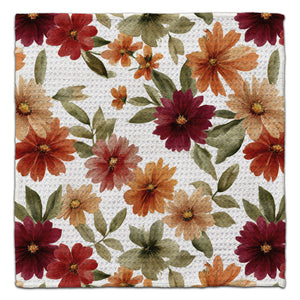 Autumn Colorful Daisies with Leaves Eco-Friendly Washcloth