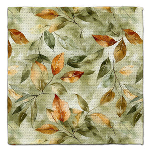 Colorful Leaf Clusters on Green Eco-Friendly Washcloth