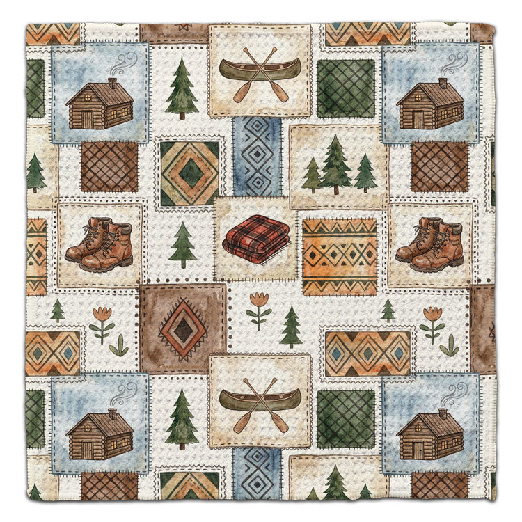 Lake Quilt Collage Waffle Weave Washcloth - CJ Bella Co.