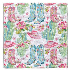 Pink and Blue Cowgirl Boots Eco-Friendly Washcloth